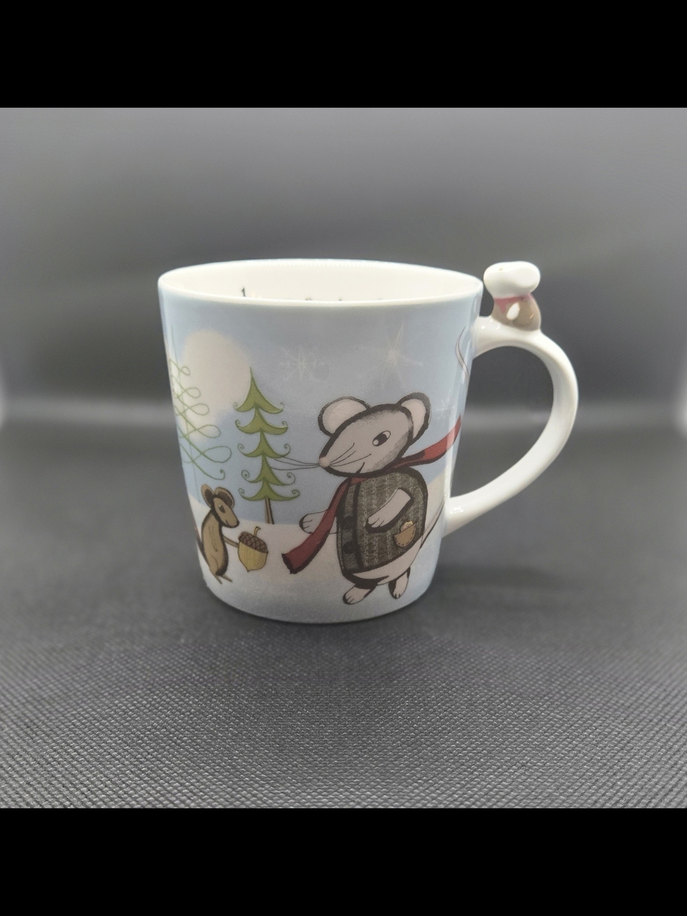 Starbucks Blue White Holiday Mouse and Squirrel Mug